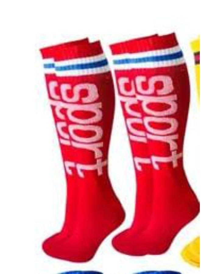 Unisex Athletic Knee-High Sports Socks – Breathable, Cushioned, Non-Slip Design (black blue red white-Colour Pack) - Image 3